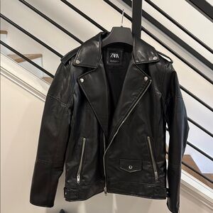 Zara Black Bomber Jacket with Varsity Style